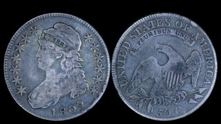1809 50c Capped Bust Half Dollar Xxx Edge O - 102 Early Us Type Coin