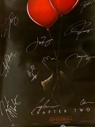 IT CHAPTER 2 DS Movie Poster CAST SIGNED Premiere Bill Skarsgard Stephen King 3