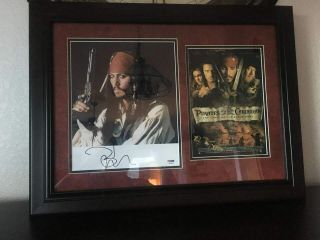 Framed Johnny Depp Signed Pirates Of The Caribbean Captain Jack Spar 11x14 Photo