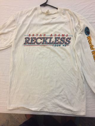 Bryan Adams Reckless Tour ‘85 Vintage Concert T - Shirt Lg Long Sleeve