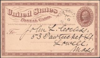 U.  S. ,  1874.  Arizona Territory Ux3,  Mcdowell - Lowell,  Mass