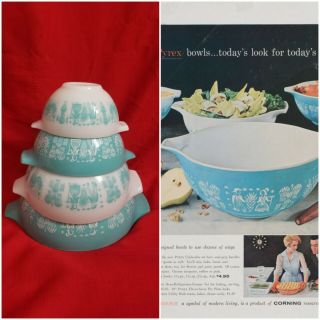 Vintage Pyrex Amish Butterprint Cinderella Nesting Mixing Bowls - Set Of 4