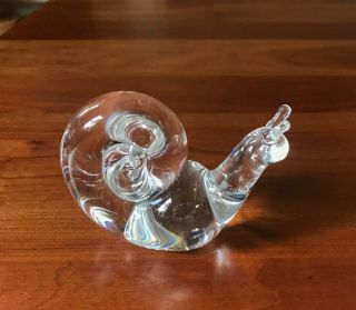 Signed Steuben Crystal Glass Snail.  Paperweight Hand Cooler.