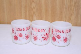 Tom And Jerry Red On White Fireking Vintage Snowflake Mugs,  3 Mugs