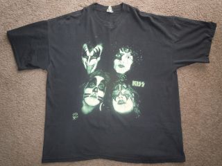 Kiss 1976 Group Image " Glow In The Dark " T - Shirt (kiss Army Depot) (1995)