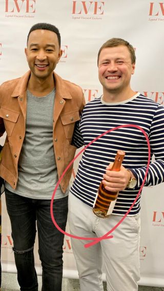 John Legend Autograph On The Bottle Of Rose Champagne By His Own Brand