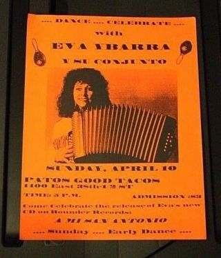 Eva Ybarra Austin Tx (1994) Orig Concert Flyer/poster Conjunto Chicano Tejano