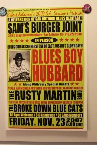 Blues Boy Hubbard San Antonio Tx (2007) Concert Poster Blues Guitar Austin