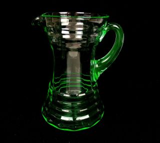 Paden City Glass 191 Party Line Green Vaseline Glass 74oz 9 " Jug Or Pitcher