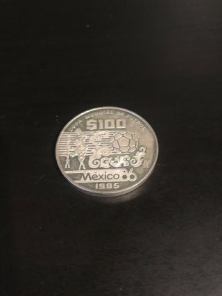 1986 Mexico World Cup Commemorative 100 Pesos.  925 Silver
