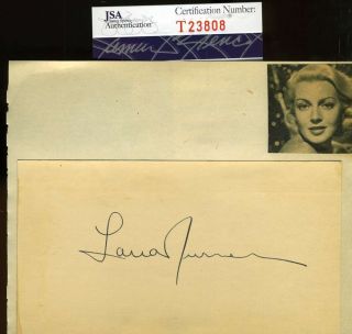 Lana Turner 1940`s Hand Signed Jsa Album Page Autographed Authentic