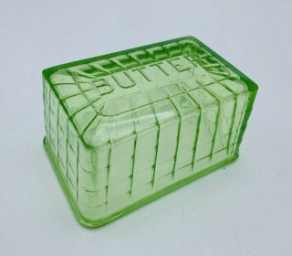 Vtg Anchor Hocking Block Optic Depression Green Glass Butter Lid Replacement