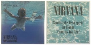 Nirvana Nevermind Vintage 1991 Promotional Poster Double Sided 12 X 12