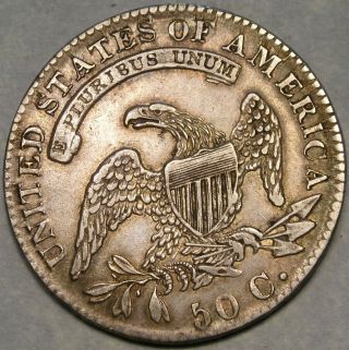1832 CAPPED BUST LETTERD EDGE SILVER HALF DOLLAR GORGEOUS DRAPERY HAIR FEATHERS 2