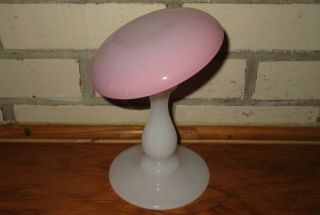 Antique Steuben Art Glass Carder Era Opalene Pink & White Wig Stand Rare 7 5/8 "