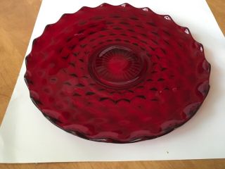 Vintage Fostoria American Ruby Red Torte Plate Platter 13 1/2”