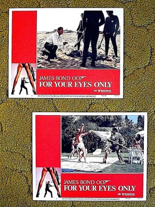 Set Of 8 Lobby Cards - - Roger Moore (007) James Bond - - " For Your Eyes Only