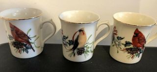 3 Lenox Winter Greetings Mixed Bird Coffee Mug Set Catherine Mcclung