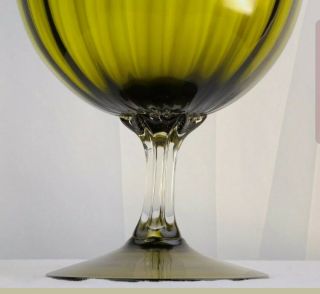 Large Empoli Italy Glass Brandy Snifter Vase Ribbed Balloon Bowl Twisted Stem 2