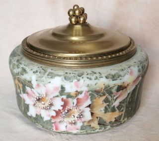 Large C.  F Monroe Kelva Opal Ware Covered And Lined Box