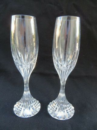 Set Of 2 Baccarat Crystal Massena Champagne Flutes Glasses 8.  5 "
