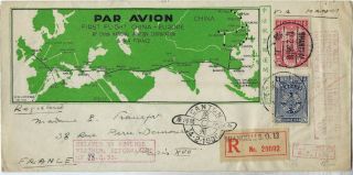 China 1936 Eurasia First Flight Cover Via Hanoi To London,  Shanghai To Paris