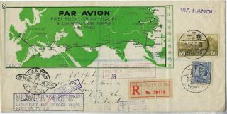 China 1936 Eurasia First Flight Cover Via Hanoi To London,  Shanghai To Ireland