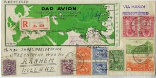 China 1936 Eurasia First Flight Cover Via Hanoi To London,  Shanghai To Holland