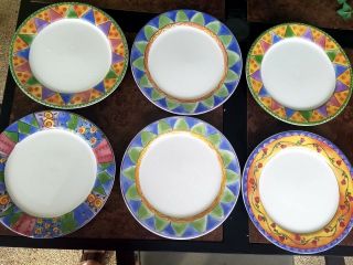 Sango Sweet Shoppe Six Dinner Plates Sue Zipkin 11 " Colorful