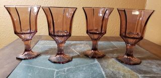 Independence OCTAGONAL AMETHYST Water Goblets Glasses 5 5/8 