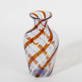 Top Murano Glass Vase Fine Fratelli Toso Ca.  1965 A Canne With Label Brown White
