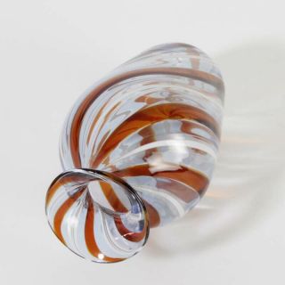 TOP Murano glass vase fine Fratelli Toso ca.  1965 a canne with label brown white 3