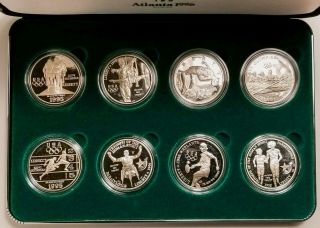 1996 Olympics $1 Silver Proof Coin Set of 8 in OGP w/,  Set [4430.  01] 2