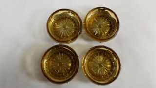 Vintage Mcm Farber Bros.  Krome Kraft Amber Cambridge Glass Coaster Set Of 4