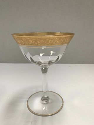 Antique Tiffin Franciscan Gold Rimmed Rambler Rose Champagne Sherbet Glass