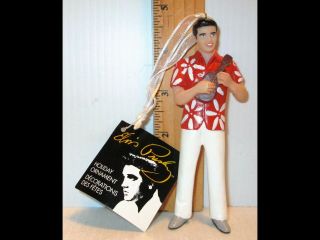 Kurt S.  Adler Elvis Presley Christmas Tree Ornament Hawaiian Red Shirt Ukulele