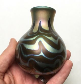 Gorgeous Charles Lotton Studio Art Glass King Tut ? Vase 1975 Vintage 3 3/8”