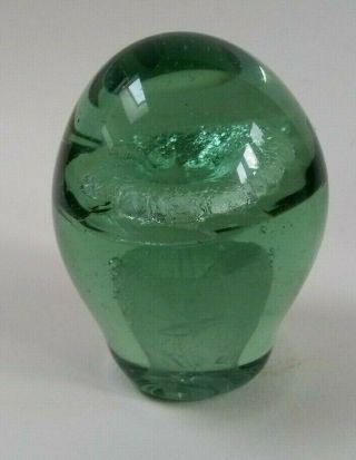 Antique Green Glass Dump Flower Paperweight. . .  Ref.  2064