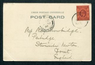 1907 China Hong Kong Gb Kevii Custom Road Postcard Swatow To England Gb Uk