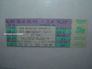 Bon Jovi 1992 Concert Ticket Rip Party Hollywood Palladium Warrant Jackyl