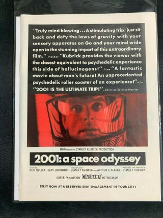 Vintage 1968 Print Ad 2001: A Space Odyssey Kubrick