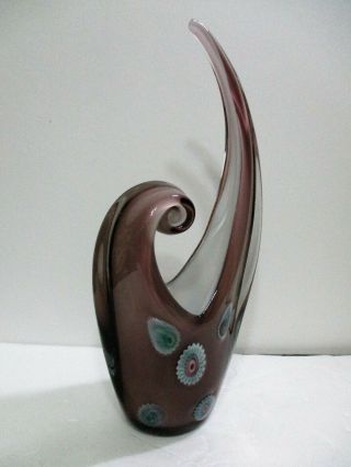 Mid Century Retro Vtg Millefiore Murano Freeform Art Glass Sculpture Vase 3