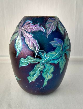 Okra Art Glass 2004 Cameo Trial Vase And Certificate.  Fully Signed.