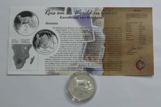 Botswana 2 Pula 1989 Silver Proof With B24 Crw54