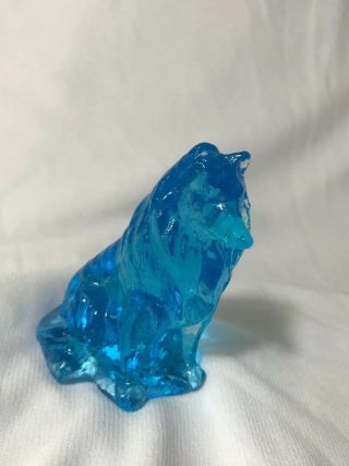 Mosser Collie / Sheltie Blue Glass Dog Figurine Paperweight