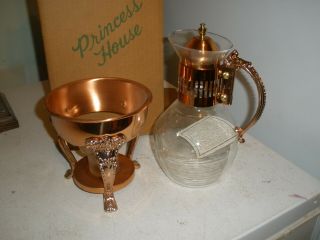 Vintage 1980’s Princess House Crystal & Copper Coffee Tea Carafe (h)