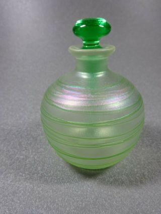 Steuben Carder Era Verre De Soie Green Reeding Antique Cologne Perfume Bottle