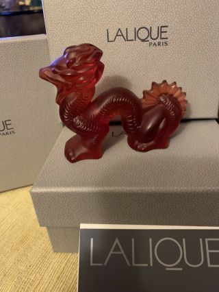 Lalique French Red Crystal Art Glass Dragon