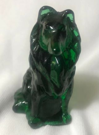 Mosser Collie / Sheltie Green Glass Dog Figurine Paperweight 2