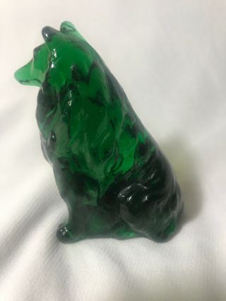 Mosser Collie / Sheltie Green Glass Dog Figurine Paperweight 3
